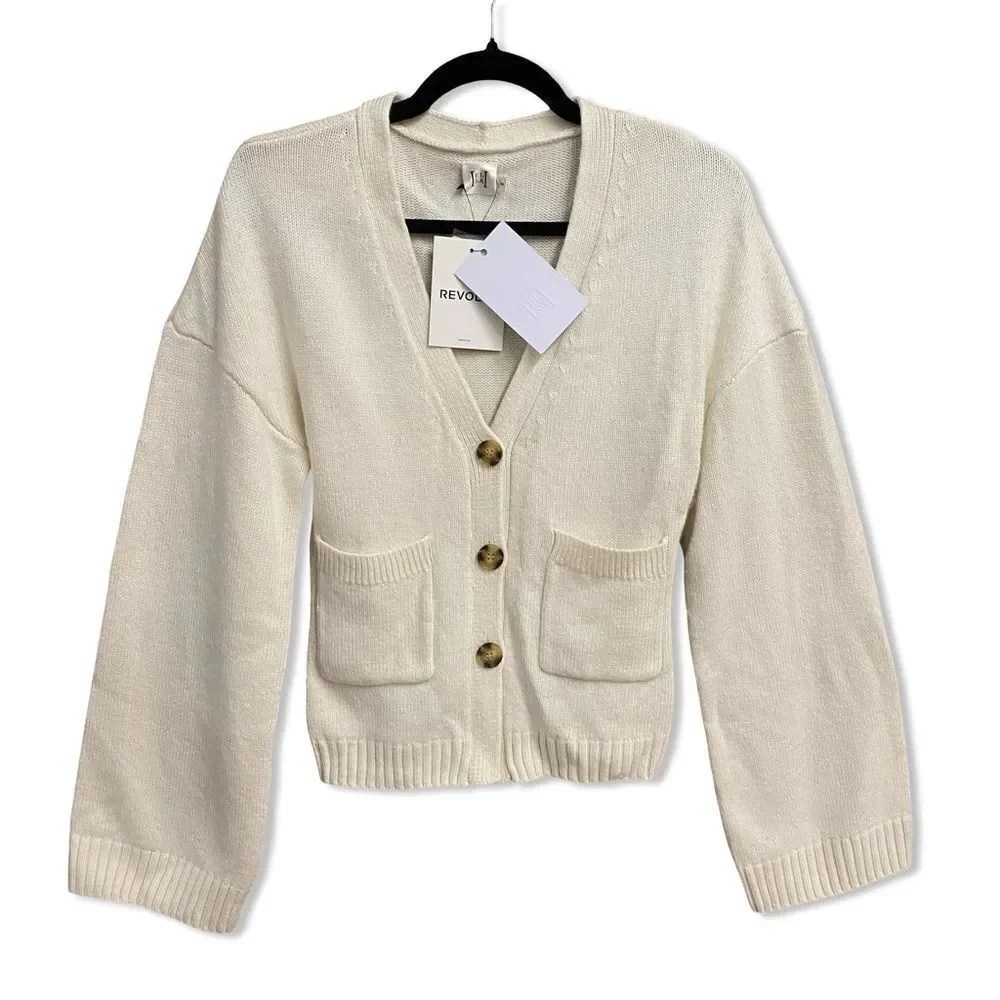 HELSA Sanna Cardigan Ivory White Button-Up sweater Revolve NWT $298 S